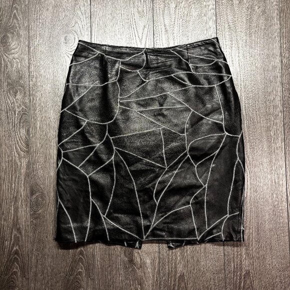 Danier Genuine Leather Blank Skirt Mid 12 Vintage Y2k 34 x 23 Halloween - Picture 1 of 10